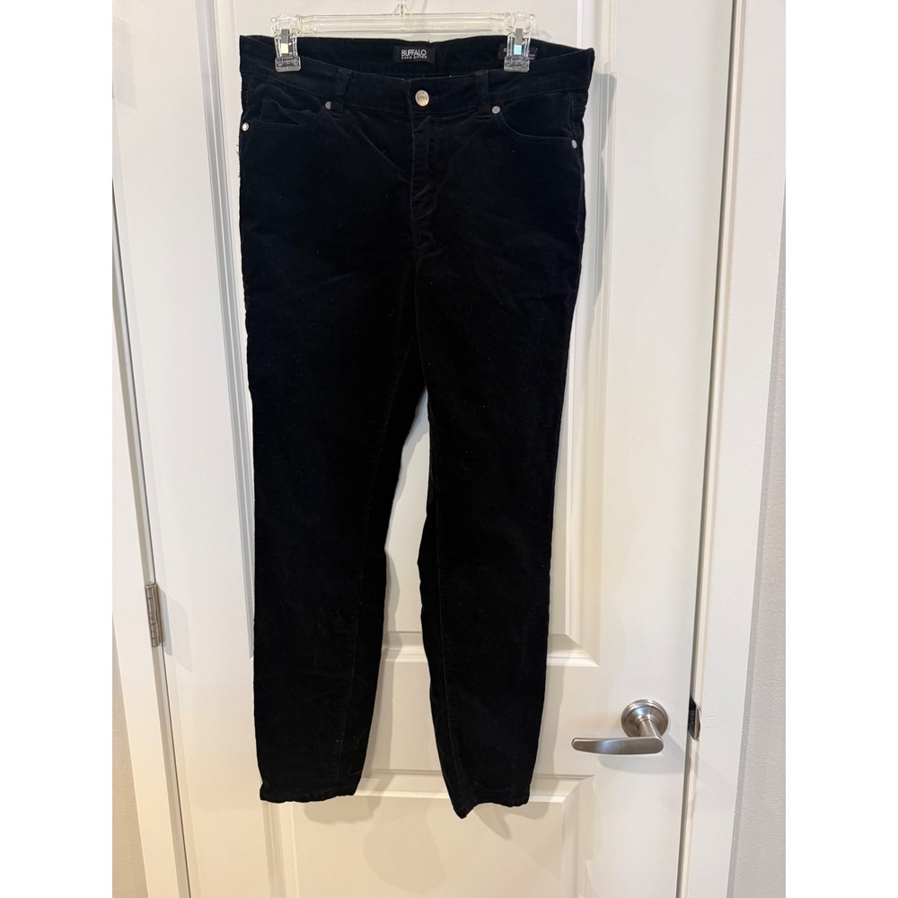 Buffalo David Bitton Icon Mid-Rise Skinny Corduroy Pants Black 10/30 Slim Sculpt